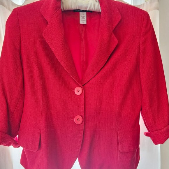 Jones New York Red 2 Button Blazer Size 14 - Picture 1 of 10
